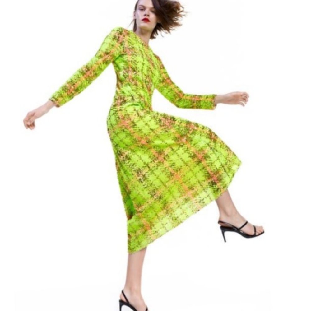 Zara Limited Edition Sequin Plaid Dress w/TAGS NEW